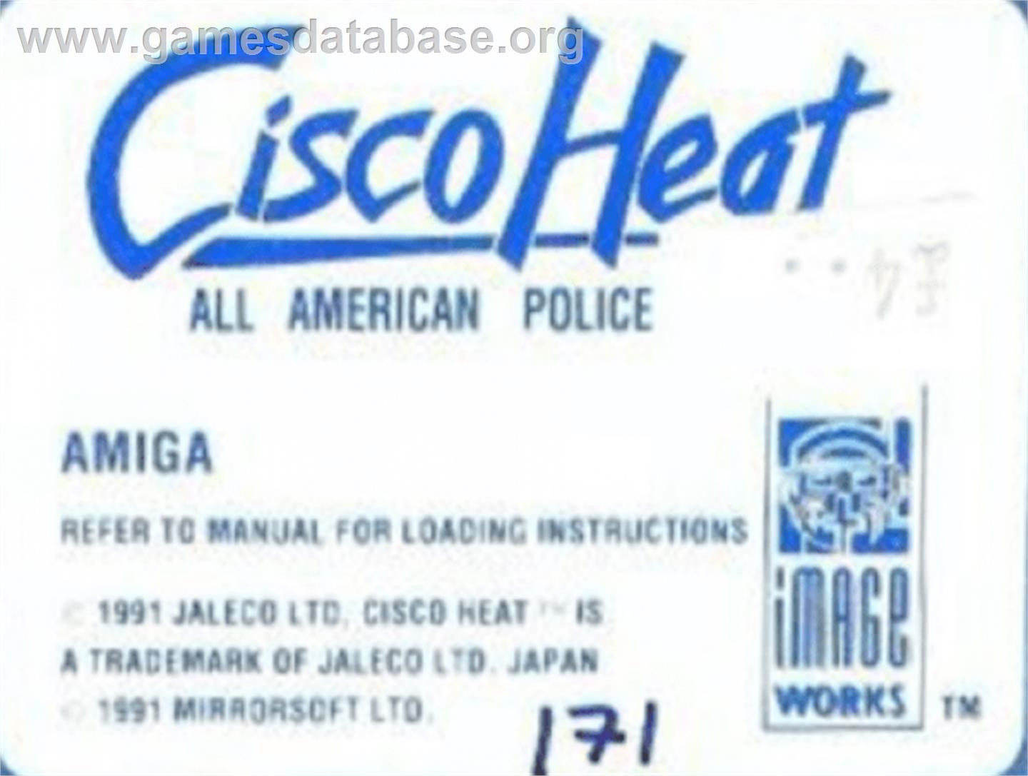 Cisco Heat: All American Police Car Race - Commodore Amiga - Artwork - Cartridge Top