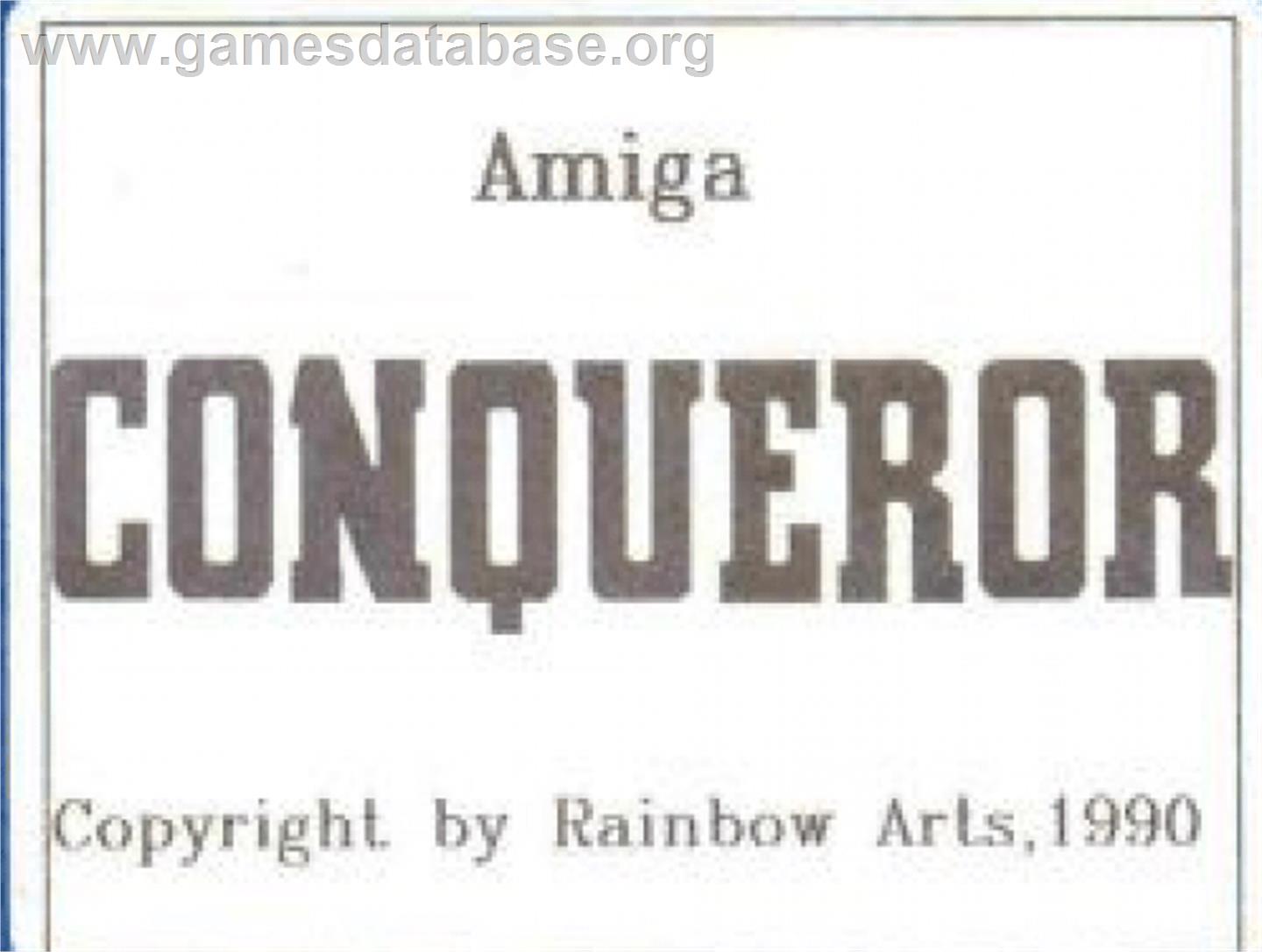 Conqueror - Commodore Amiga - Artwork - Cartridge Top