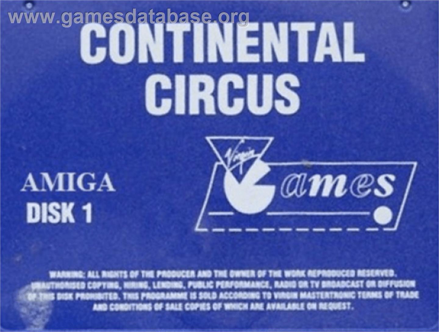 Continental Circus - Commodore Amiga - Artwork - Cartridge Top