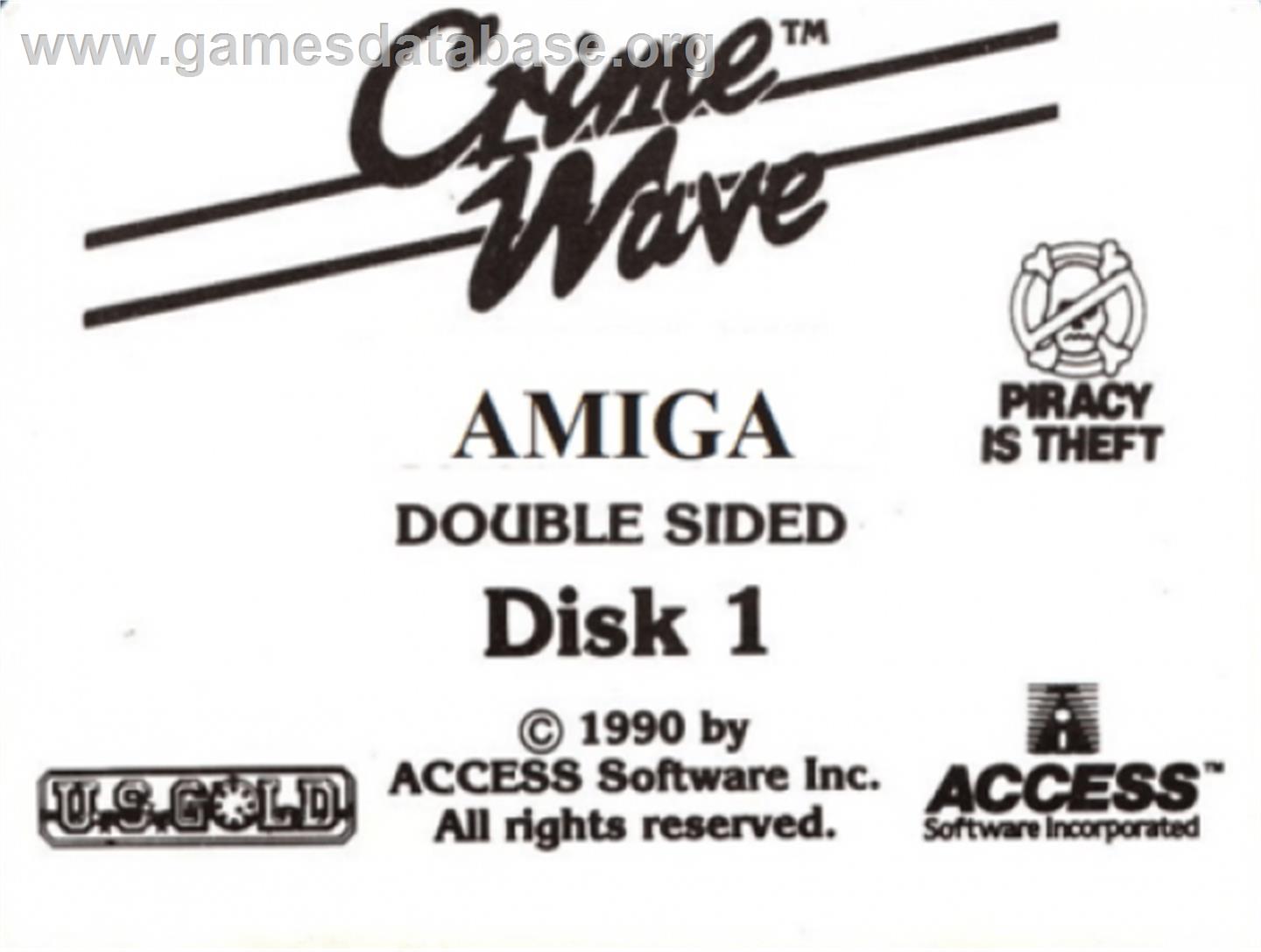 Crime Wave - Commodore Amiga - Artwork - Cartridge Top