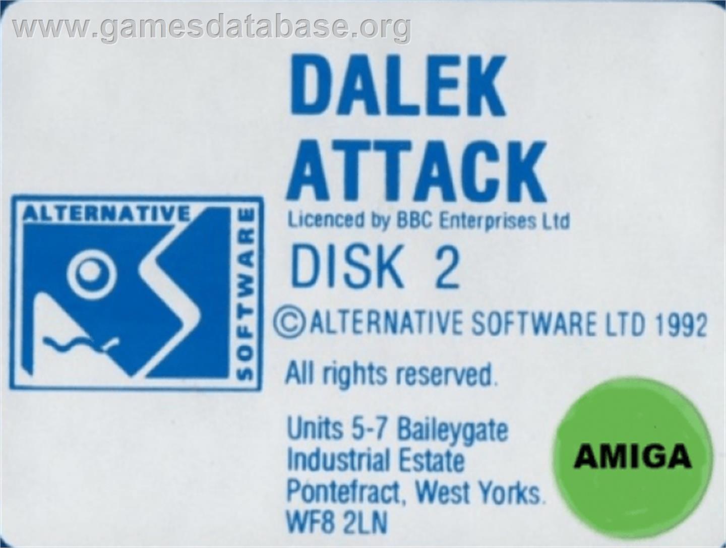 Dalek Attack - Commodore Amiga - Artwork - Cartridge Top
