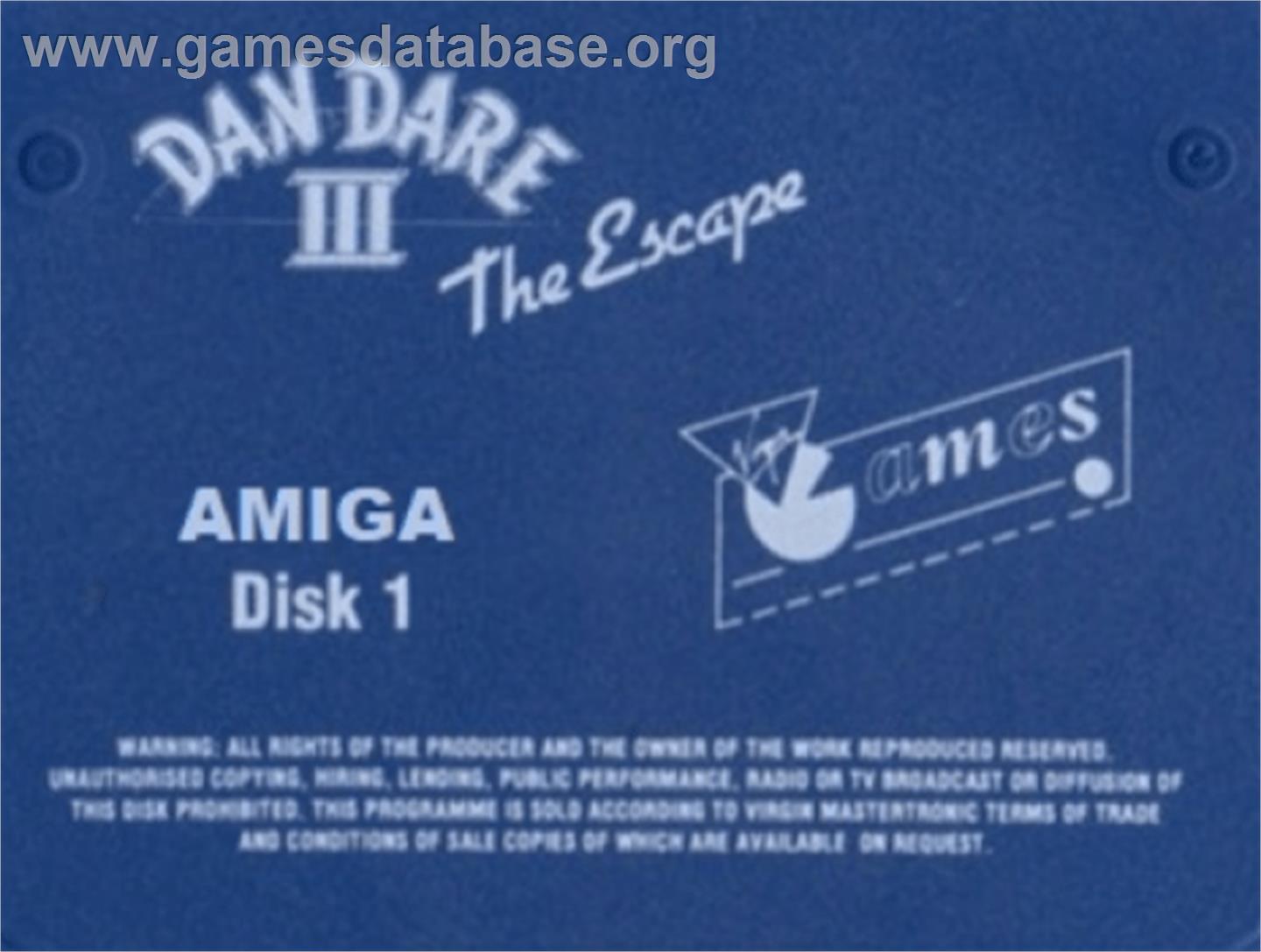 Dan Dare 3: The Escape - Commodore Amiga - Artwork - Cartridge Top
