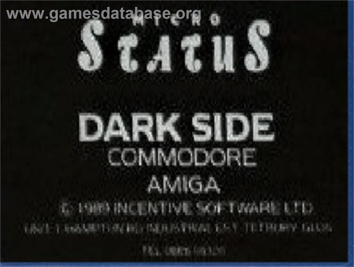 Dark Side - Commodore Amiga - Artwork - Cartridge Top