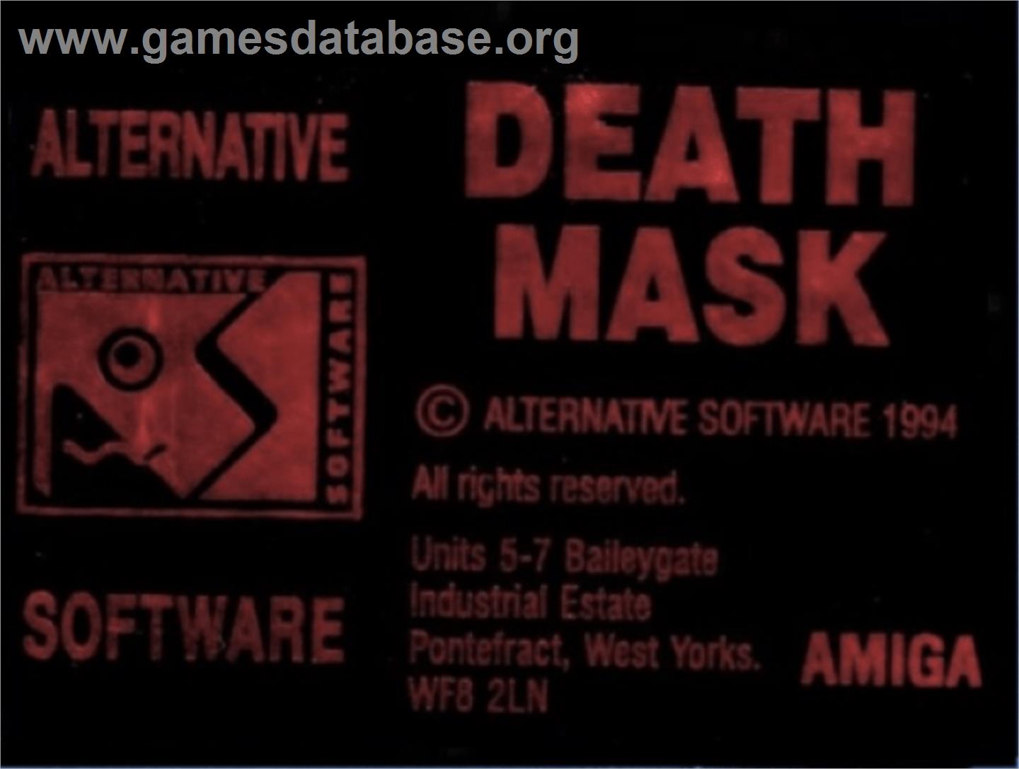 Death Mask - Commodore Amiga - Artwork - Cartridge Top