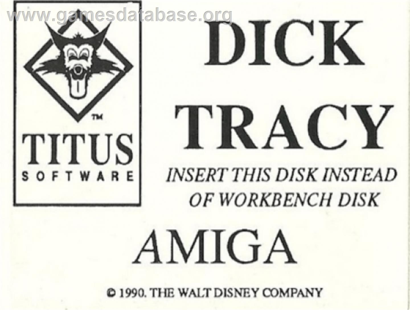 Dick Tracy: The Crime-Solving Adventure - Commodore Amiga - Artwork - Cartridge Top