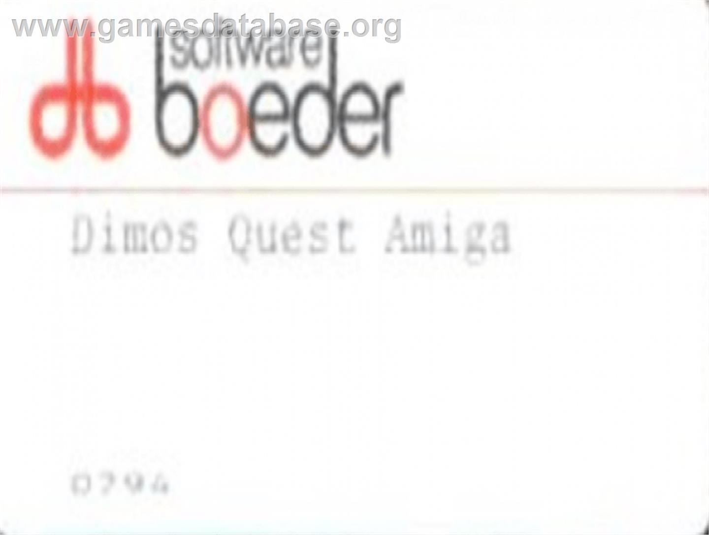 Dimo's Quest - Commodore Amiga - Artwork - Cartridge Top