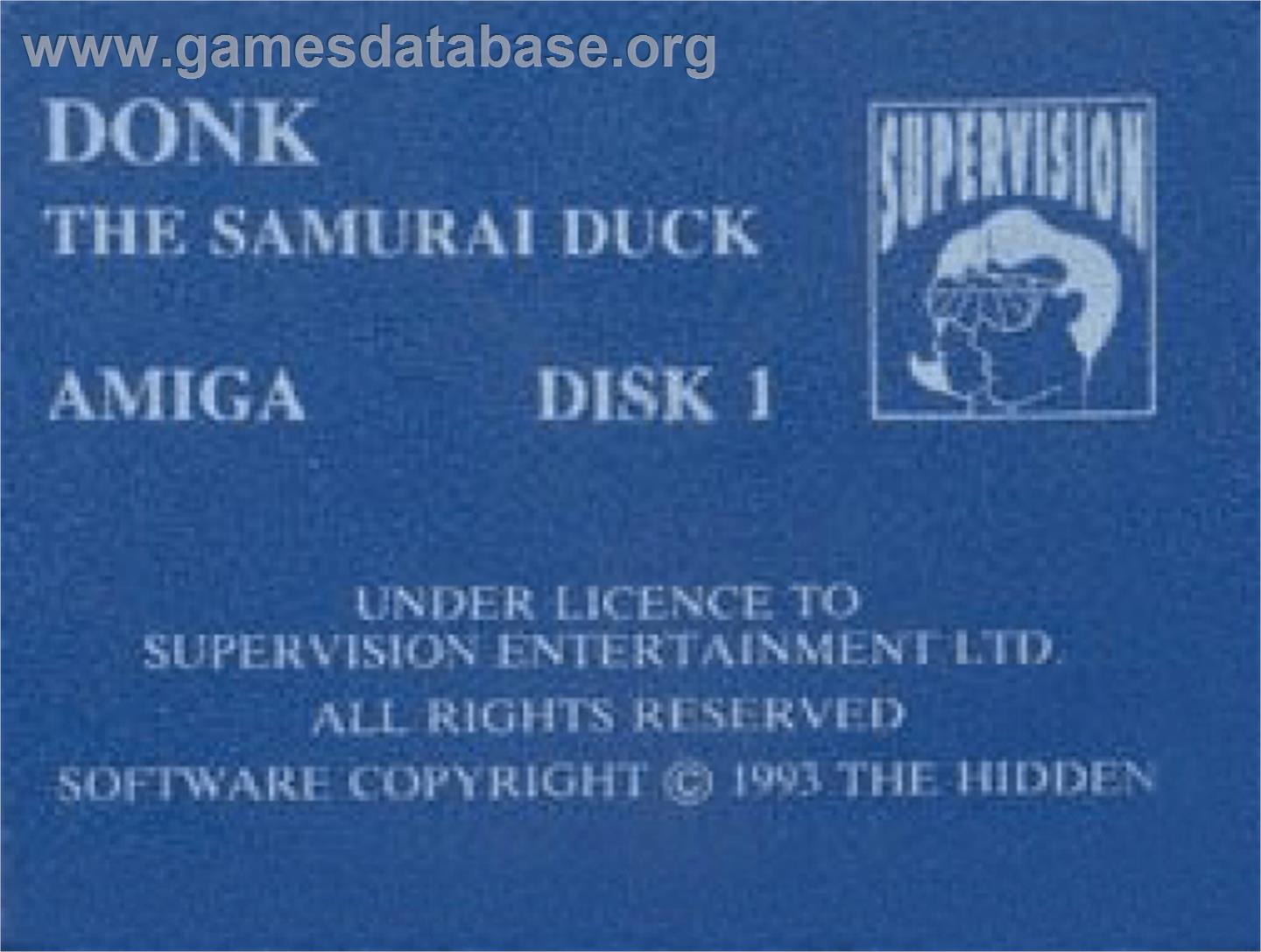 Donk!: The Samurai Duck - Commodore Amiga - Artwork - Cartridge Top