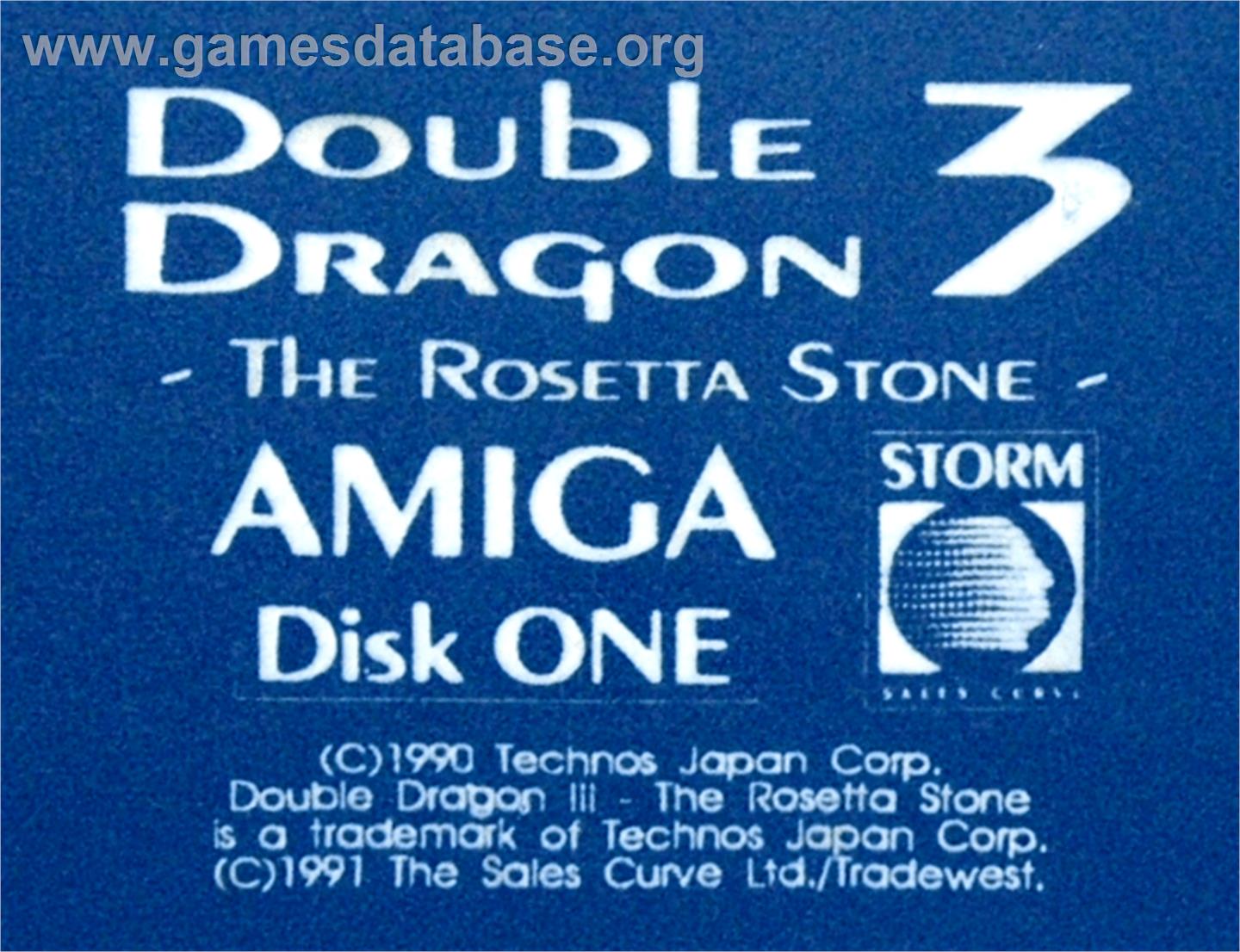 Double Dragon 3 - The Rosetta Stone - Commodore Amiga - Artwork - Cartridge Top