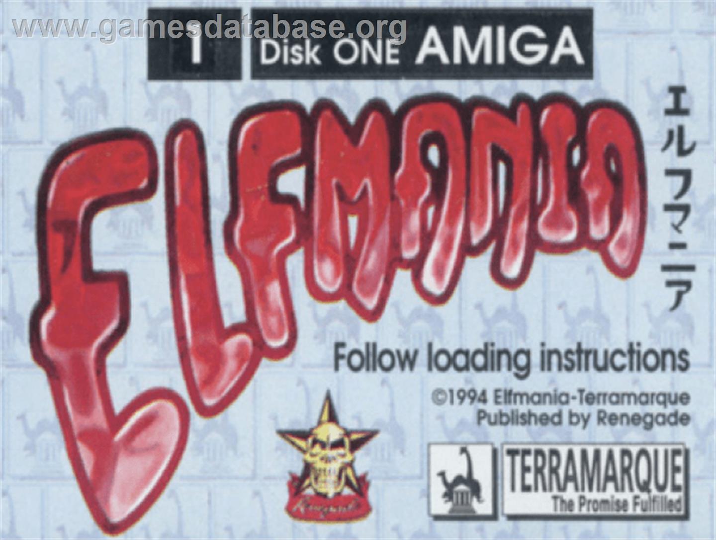 Elfmania - Commodore Amiga - Artwork - Cartridge Top