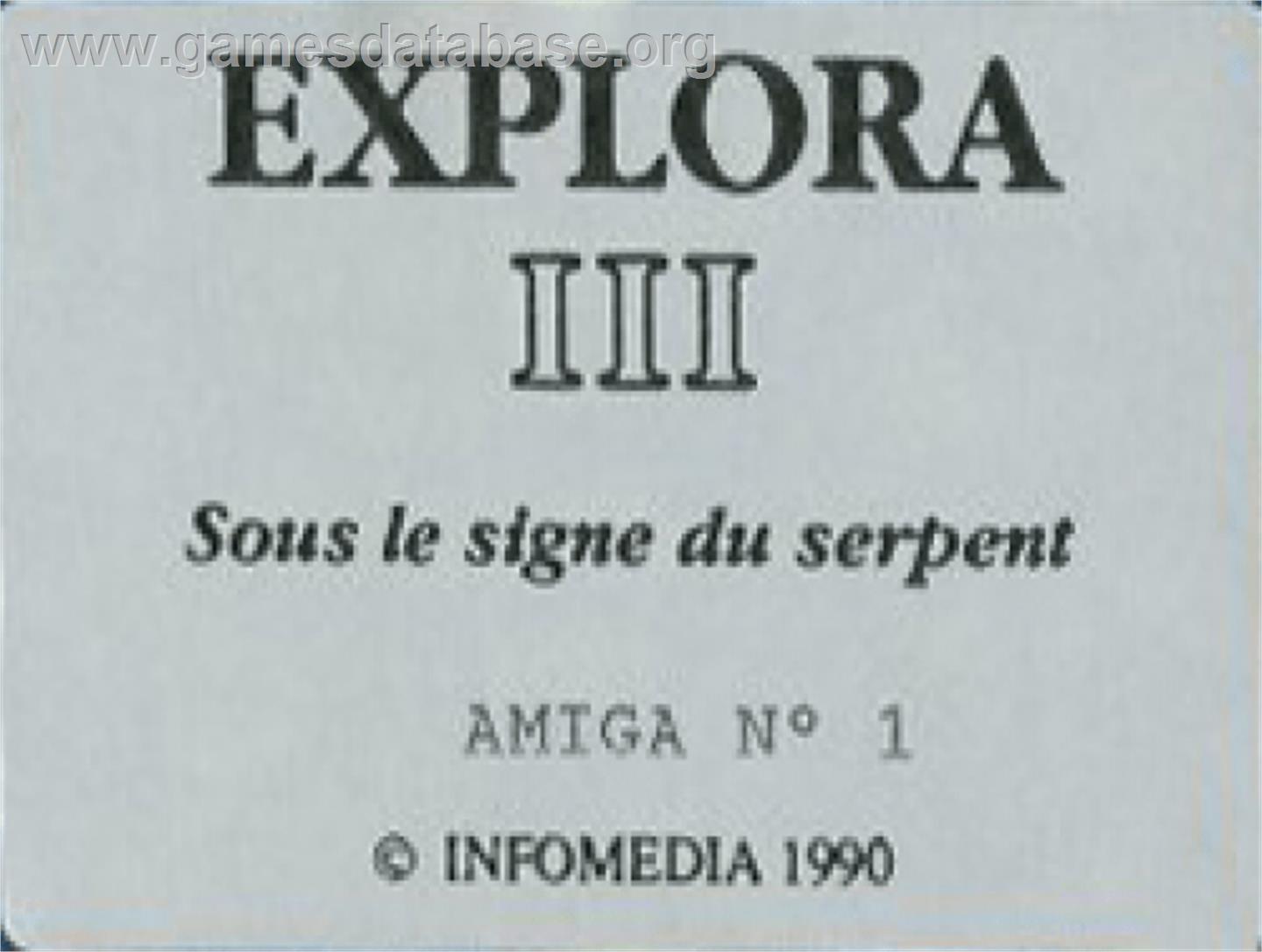 Explora III: Sous Le Signe Du Serpent - Commodore Amiga - Artwork - Cartridge Top