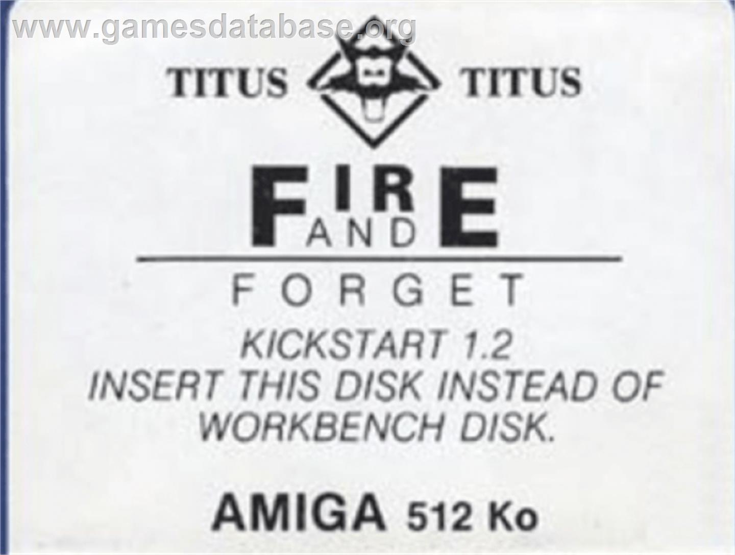 Fire and Forget - Commodore Amiga - Artwork - Cartridge Top