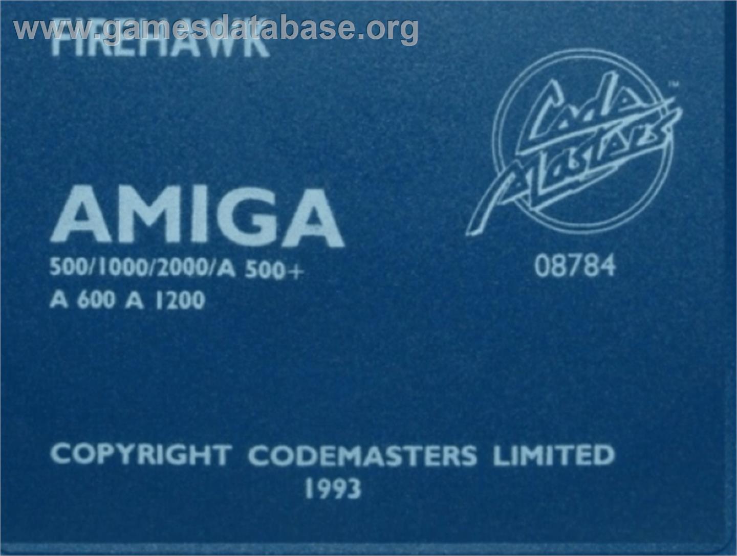 Firehawk - Commodore Amiga - Artwork - Cartridge Top