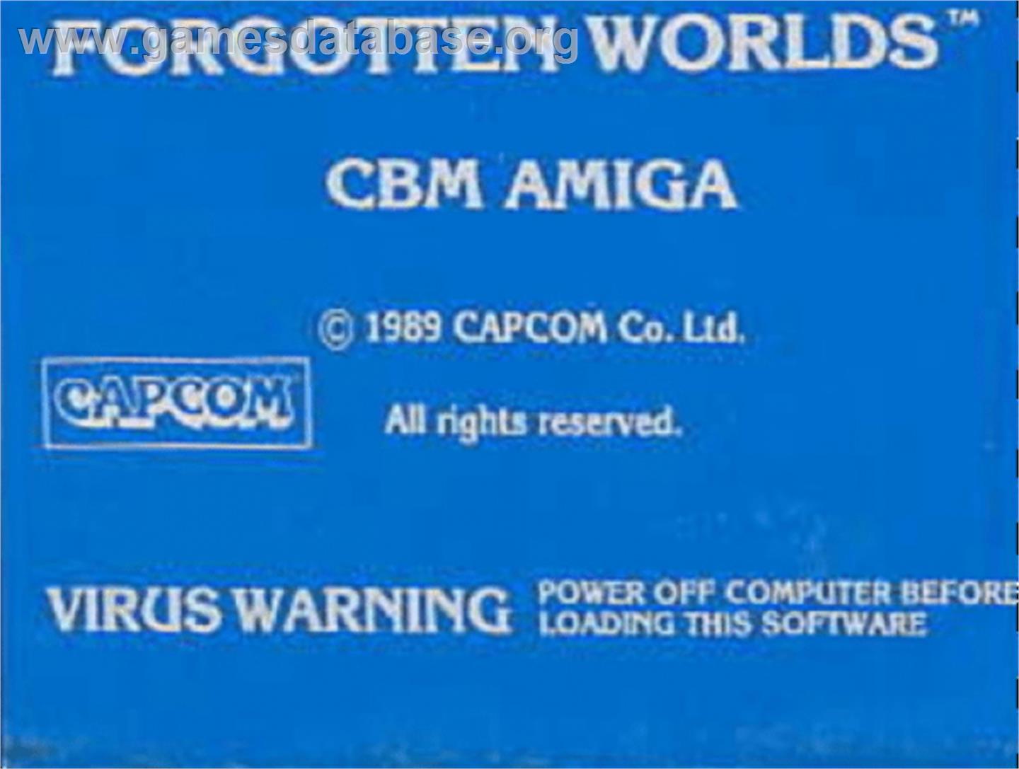 Forgotten Worlds - Commodore Amiga - Artwork - Cartridge Top