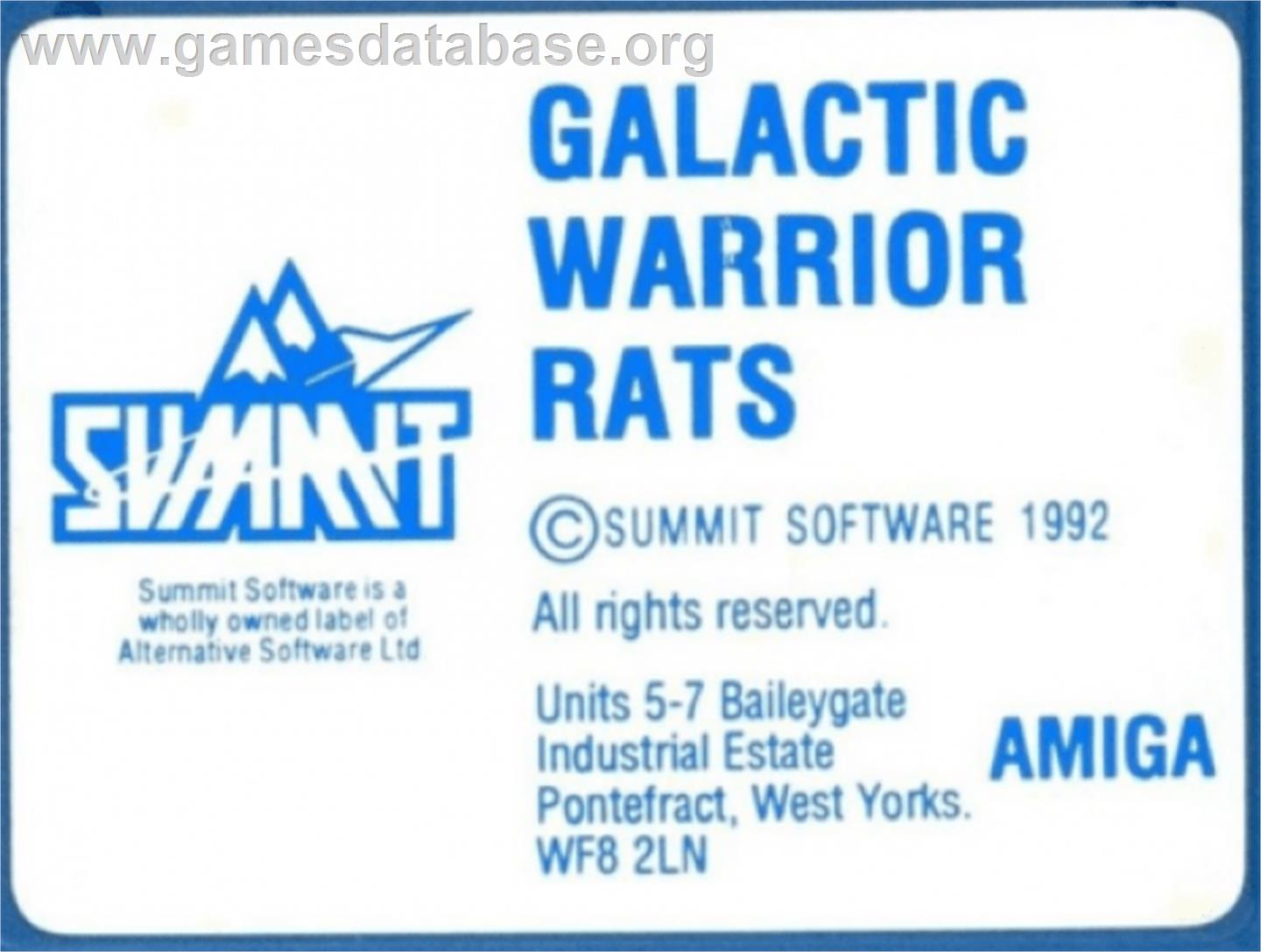 Galactic Warrior Rats - Commodore Amiga - Artwork - Cartridge Top