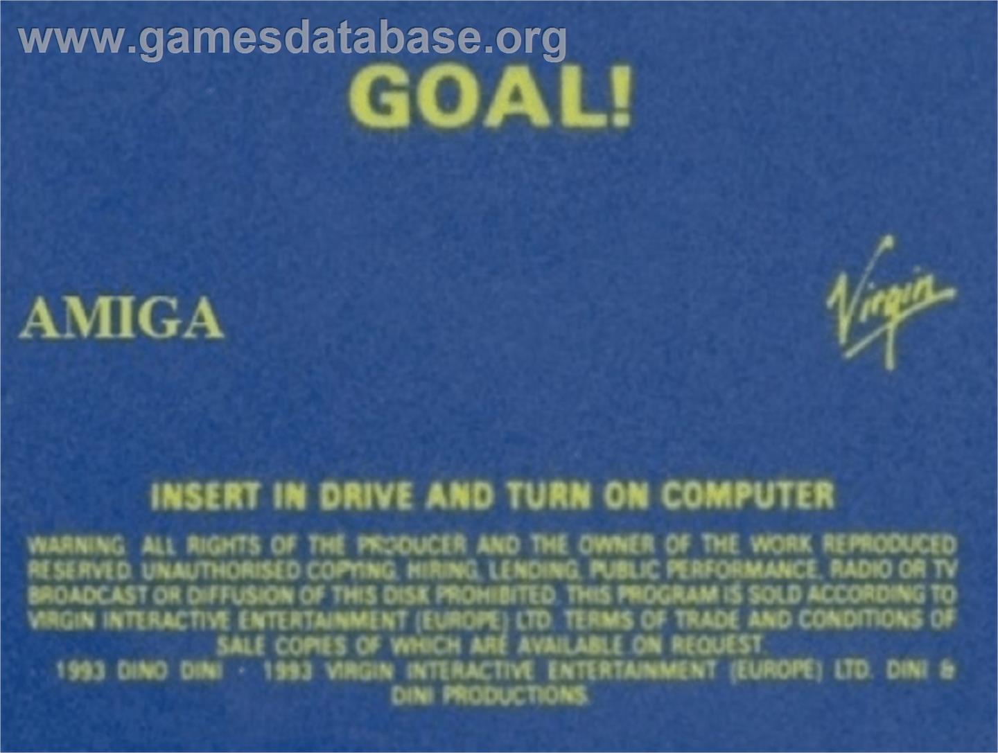 Goal - Commodore Amiga - Artwork - Cartridge Top