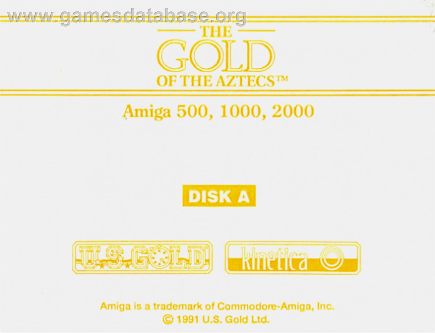 Gold of the Aztecs - Commodore Amiga - Artwork - Cartridge Top