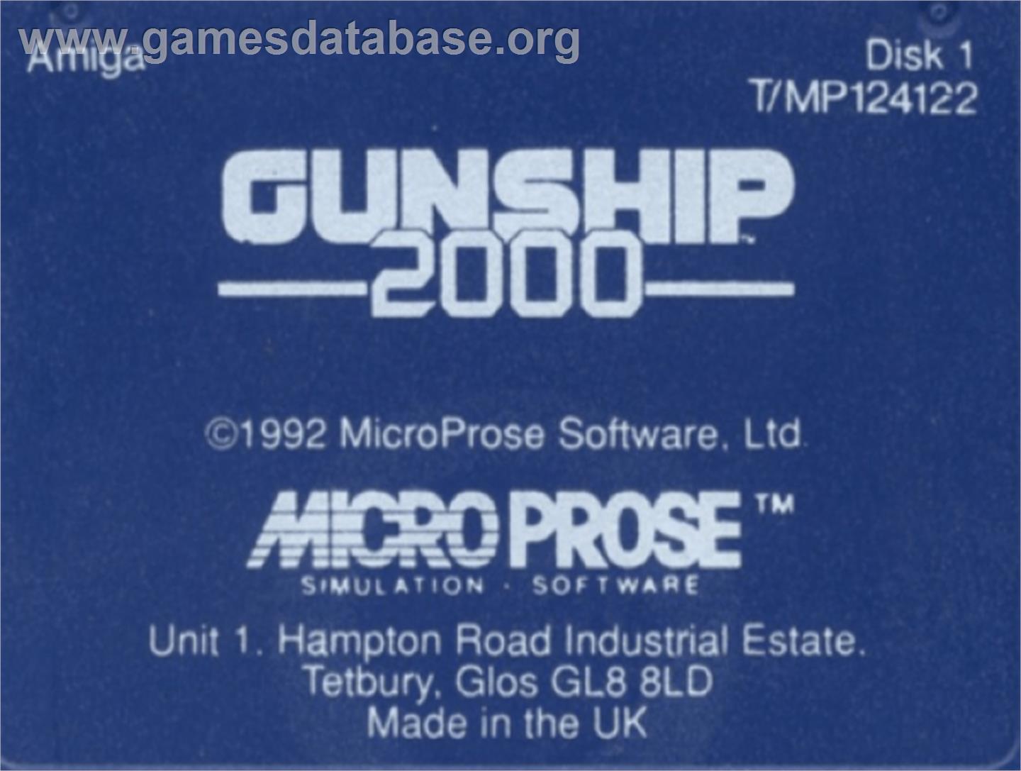 Gunship 2000 - Commodore Amiga - Artwork - Cartridge Top