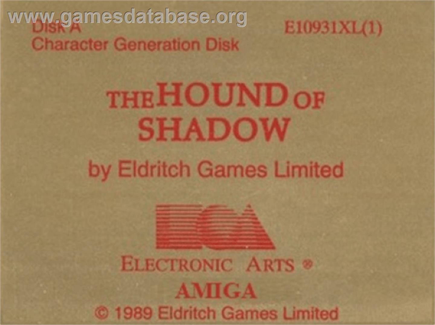 Hound of Shadow - Commodore Amiga - Artwork - Cartridge Top