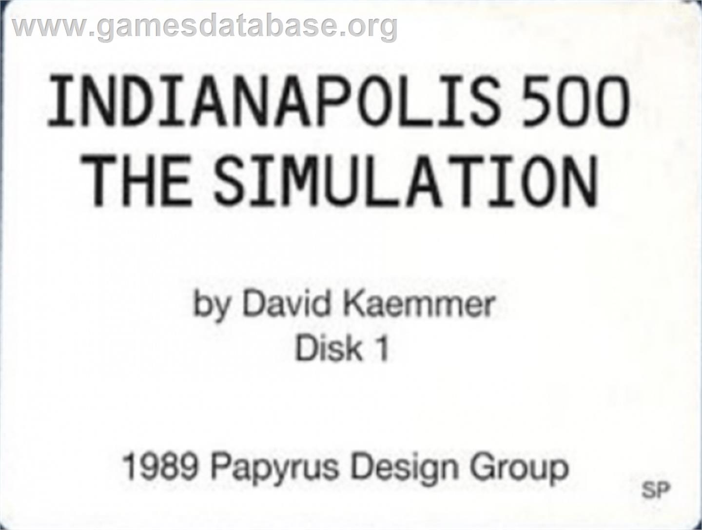 Indianapolis 500: The Simulation - Commodore Amiga - Artwork - Cartridge Top