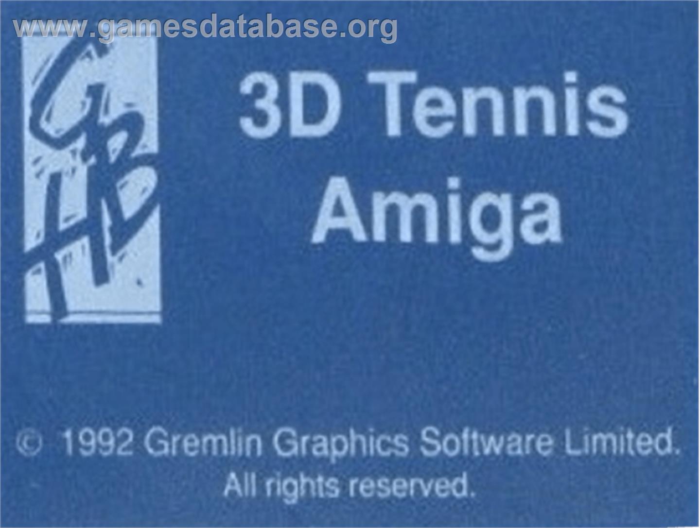 International 3D Tennis - Commodore Amiga - Artwork - Cartridge Top