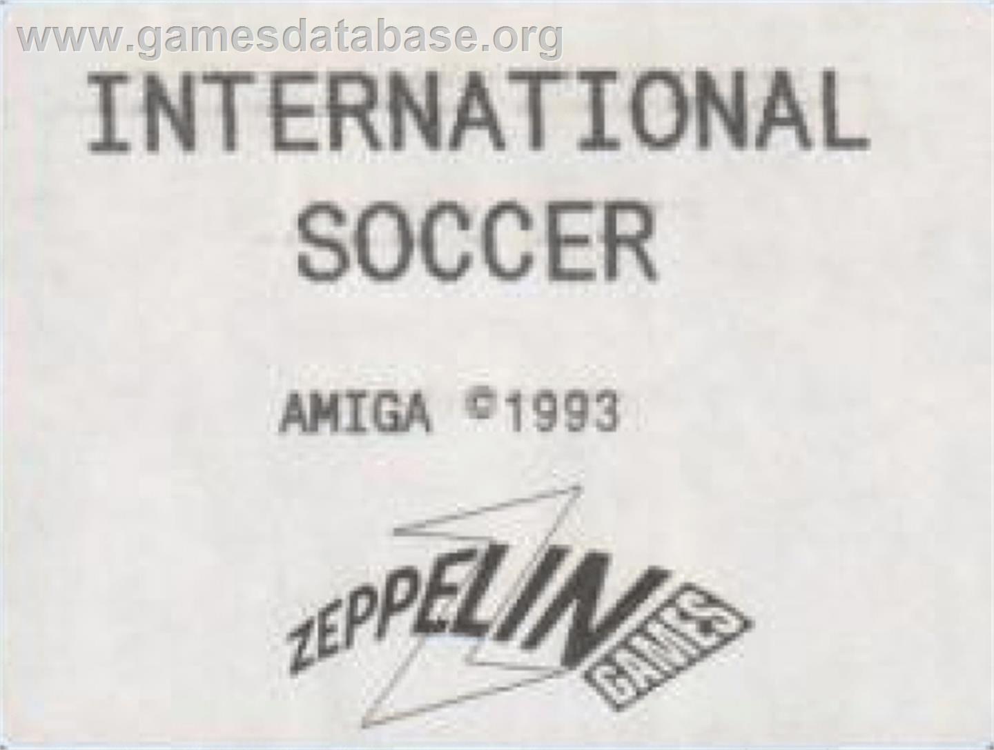 International Soccer (zeppelin) - Commodore Amiga - Artwork - Cartridge Top