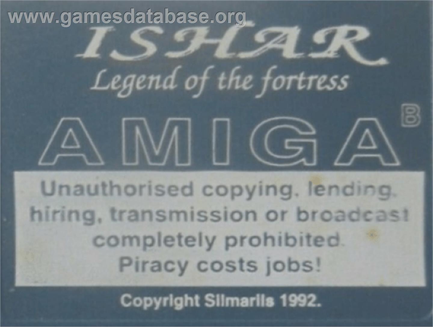 Ishar: Legend of the Fortress - Commodore Amiga - Artwork - Cartridge Top