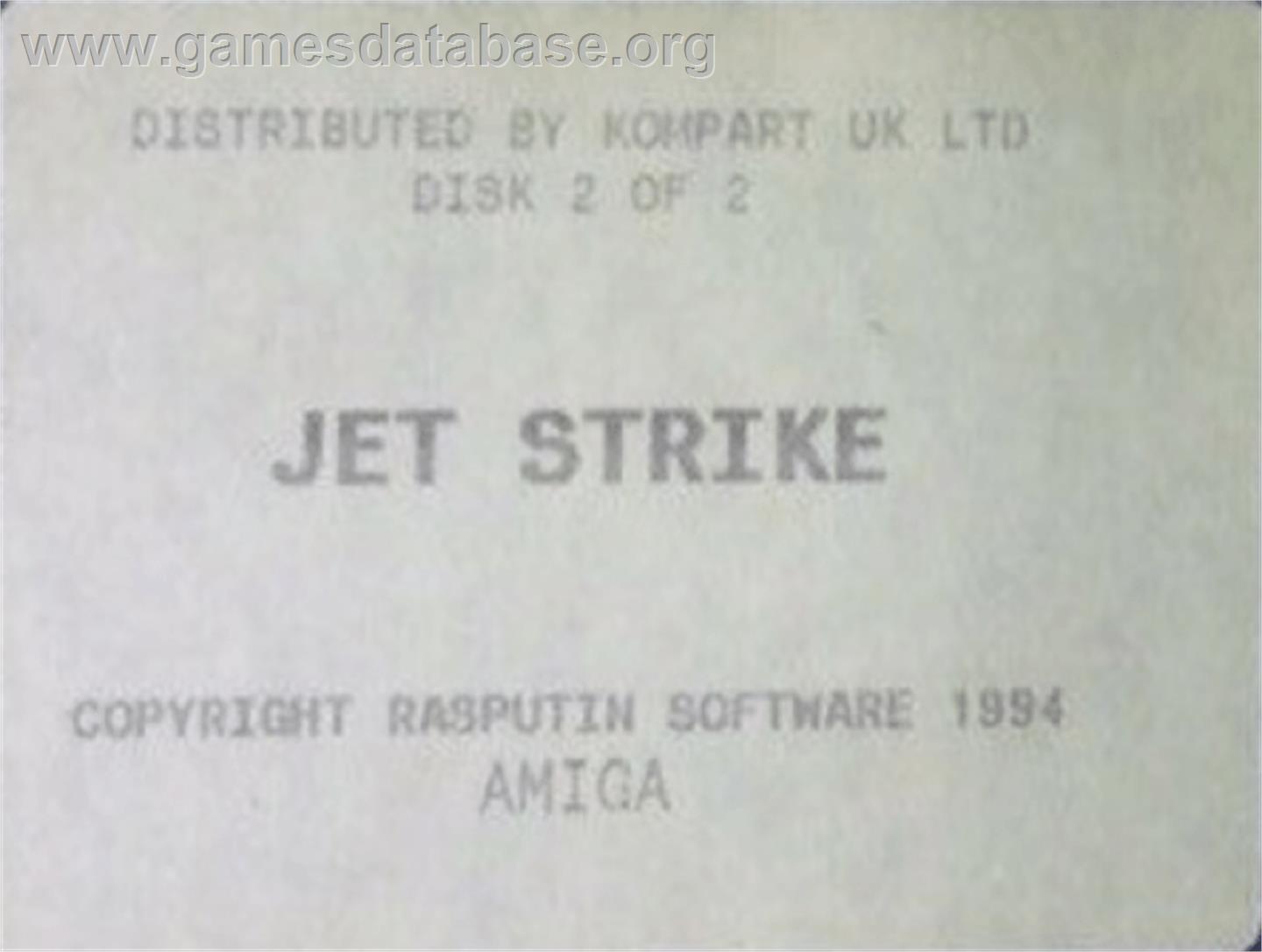 Jet Strike - Commodore Amiga - Artwork - Cartridge Top