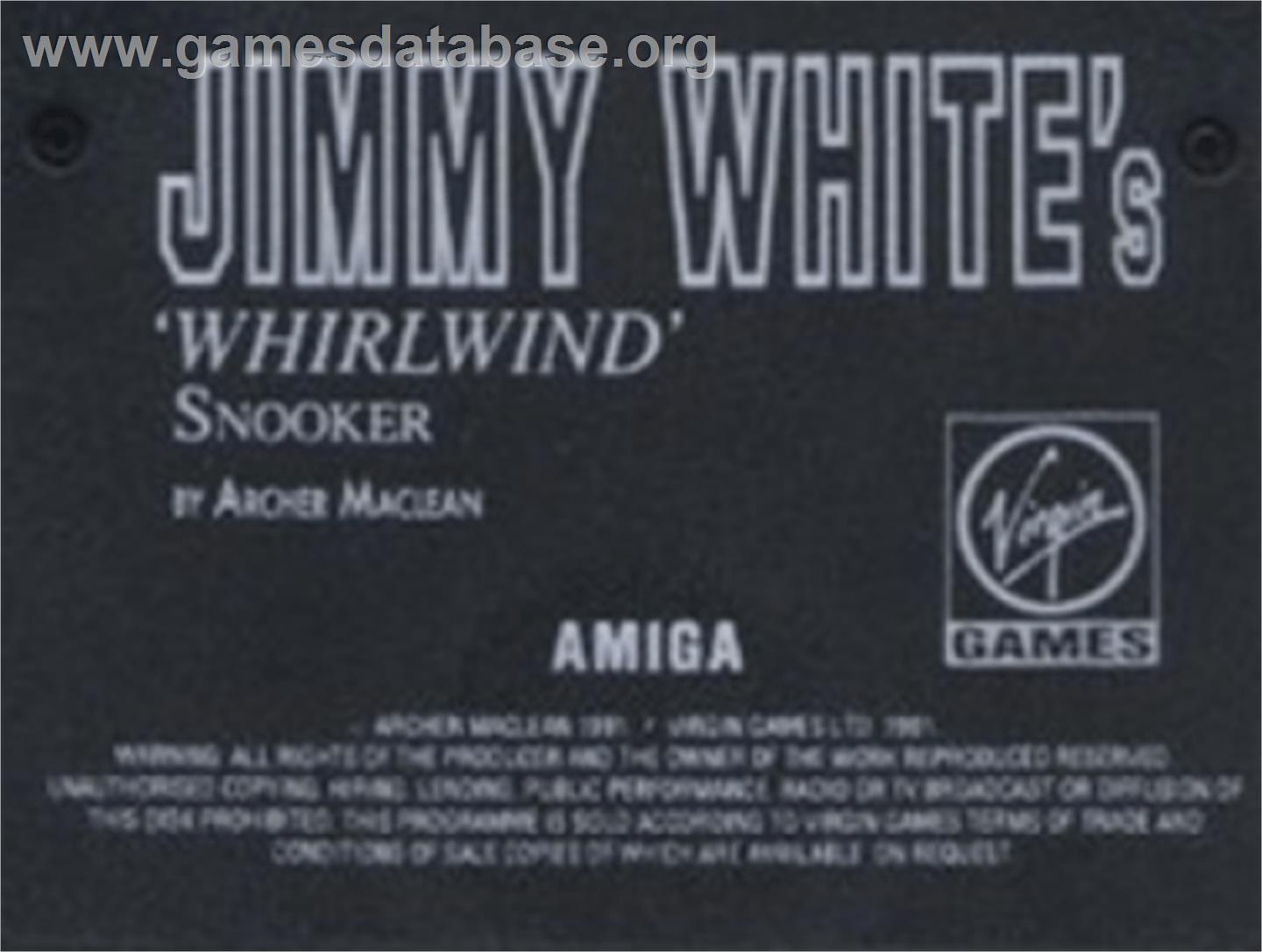 Jimmy White's Whirlwind Snooker - Commodore Amiga - Artwork - Cartridge Top