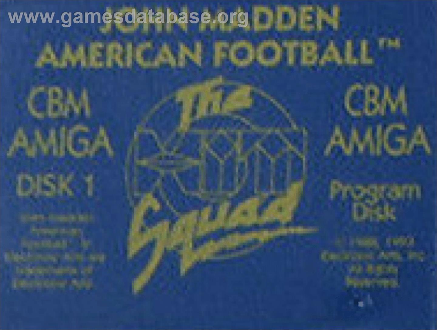 John Madden Football - Commodore Amiga - Artwork - Cartridge Top