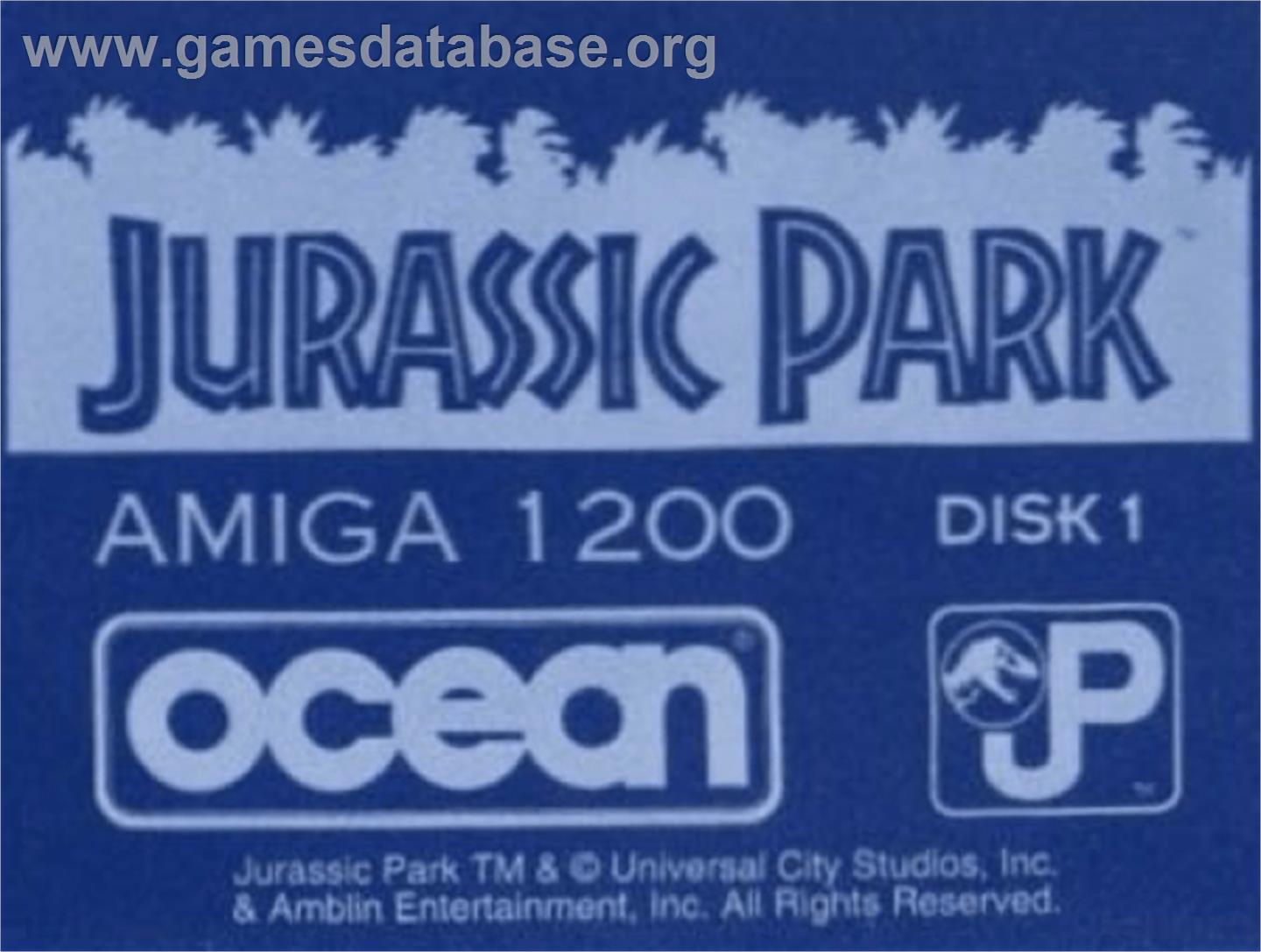 Jurassic Park - Commodore Amiga - Artwork - Cartridge Top