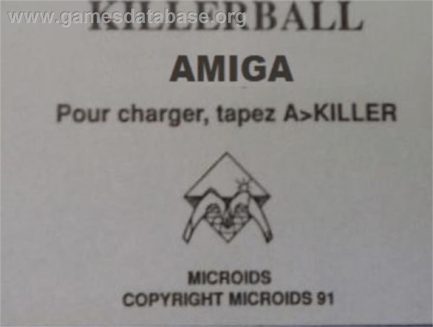 Killerball - Commodore Amiga - Artwork - Cartridge Top