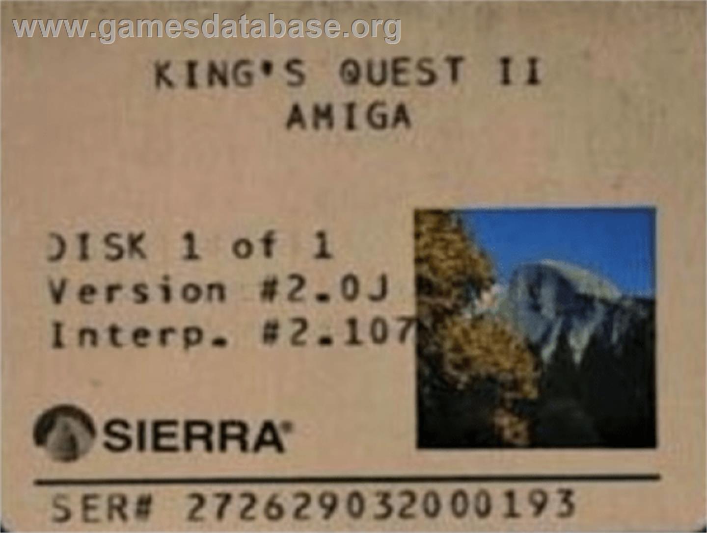 King's Quest II: Romancing the Throne - Commodore Amiga - Artwork - Cartridge Top