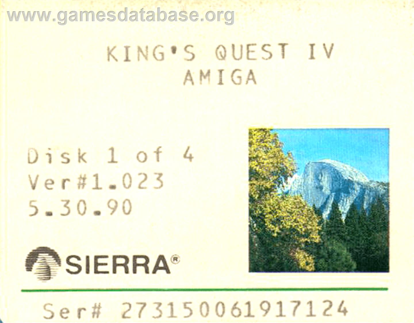 King's Quest IV: The Perils of Rosella - Commodore Amiga - Artwork - Cartridge Top
