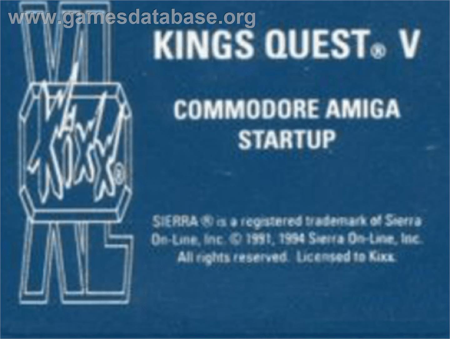 King's Quest V: Absence Makes the Heart Go Yonder - Commodore Amiga - Artwork - Cartridge Top