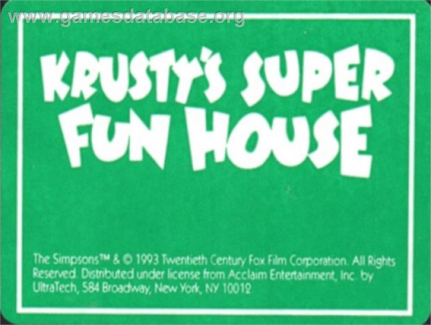 Krusty's Fun House - Commodore Amiga - Artwork - Cartridge Top