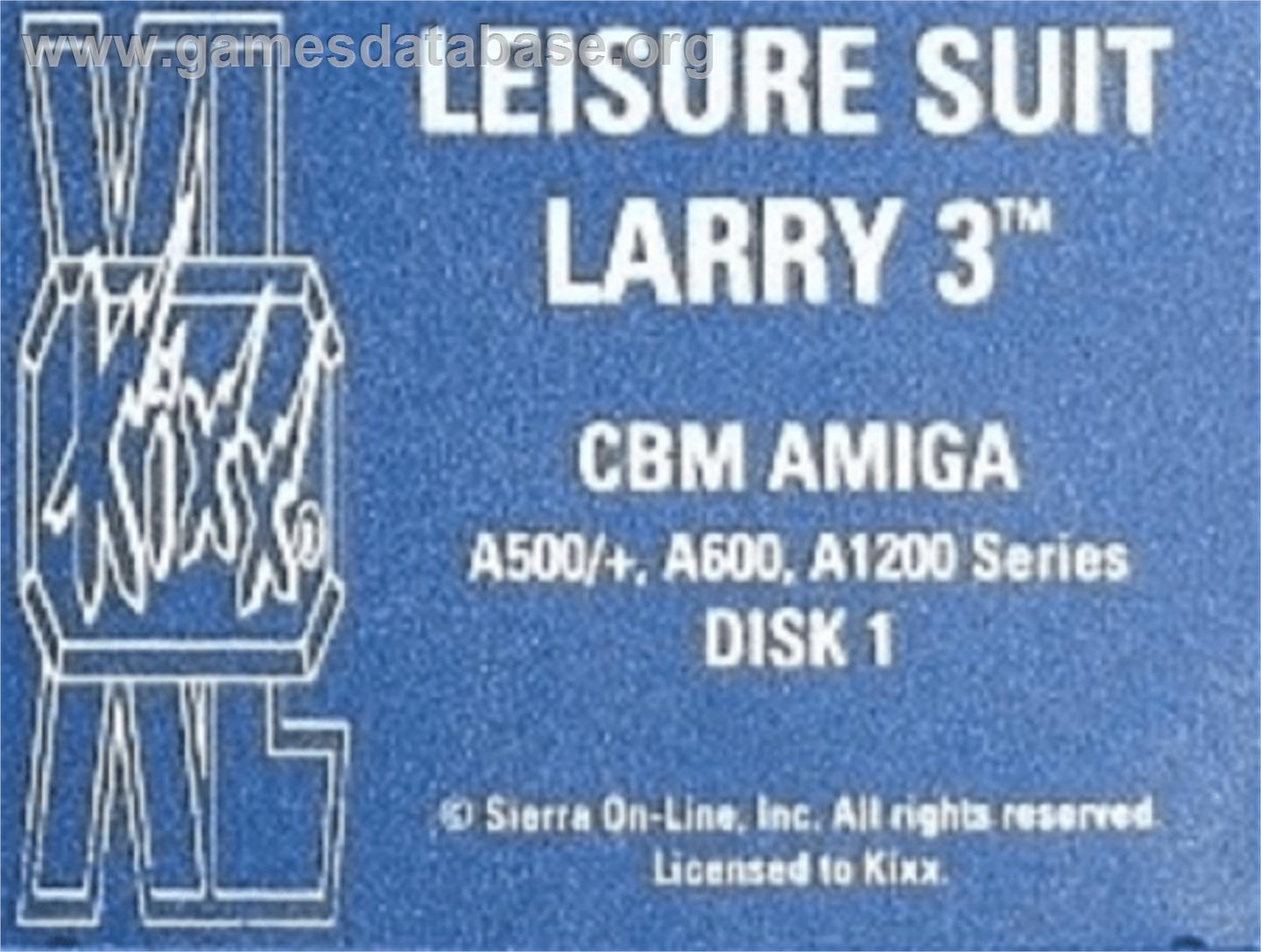 Leisure Suit Larry 3: Passionate Patti in Pursuit of the Pulsating Pectorals - Commodore Amiga - Artwork - Cartridge Top