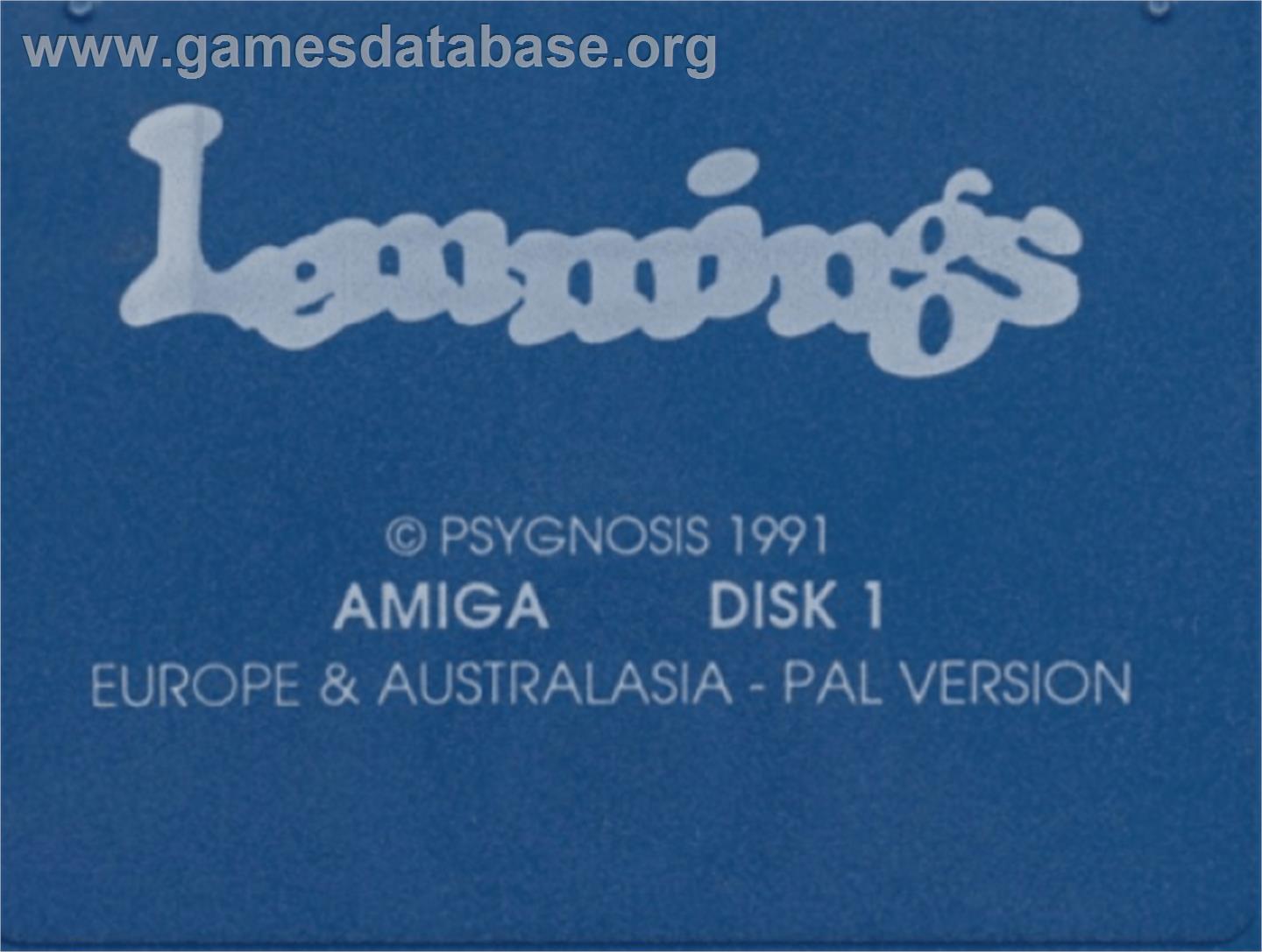 Lemmings - Commodore Amiga - Artwork - Cartridge Top