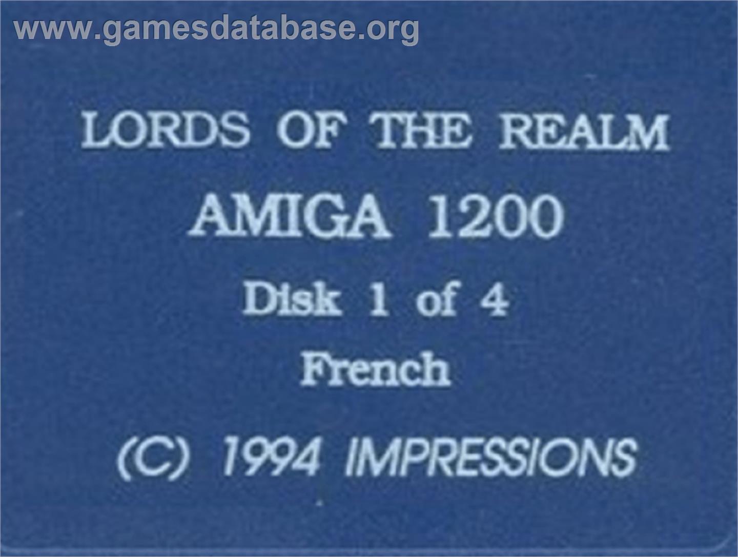 Lords of the Realm - Commodore Amiga - Artwork - Cartridge Top