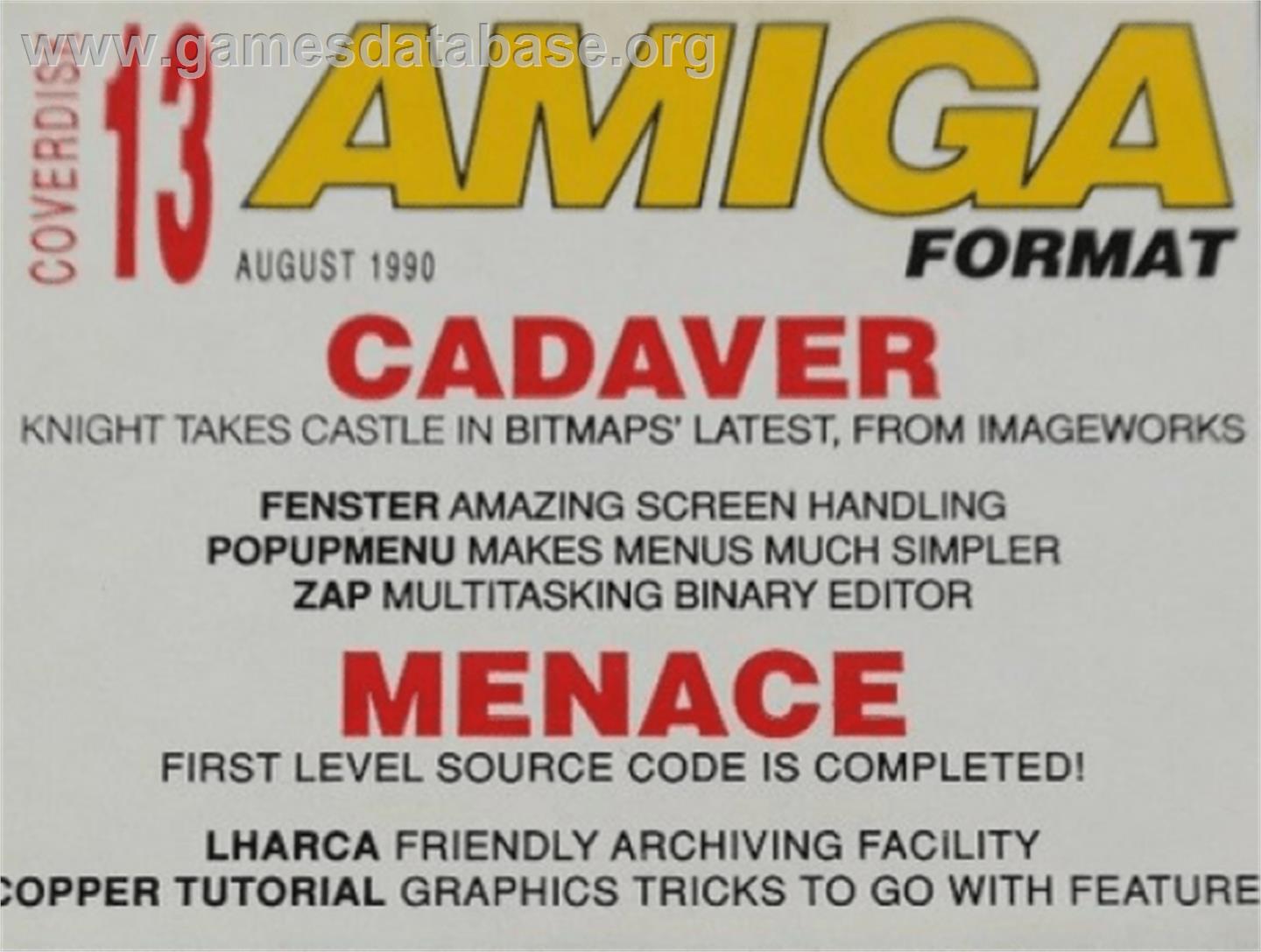 Menace - Commodore Amiga - Artwork - Cartridge Top