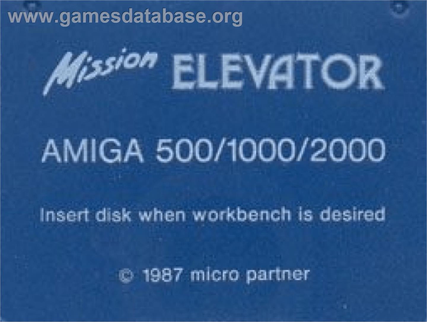 Mission Elevator - Commodore Amiga - Artwork - Cartridge Top