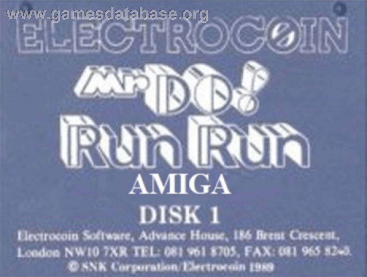 Mr Do! Run Run - Commodore Amiga - Artwork - Cartridge Top