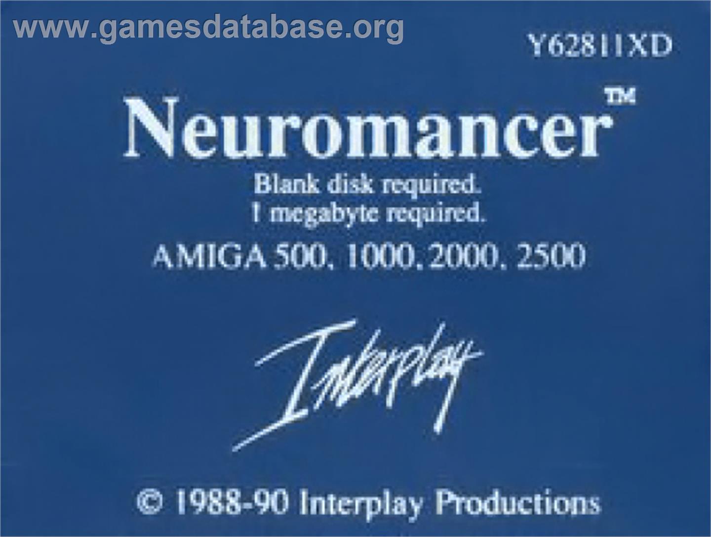 Neuromancer - Commodore Amiga - Artwork - Cartridge Top