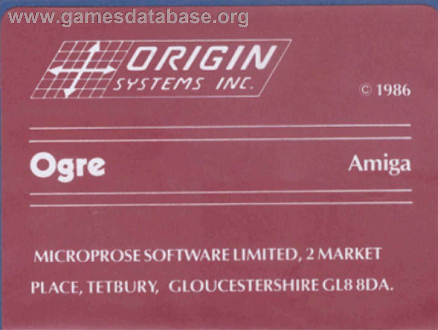 Ogre - Commodore Amiga - Artwork - Cartridge Top
