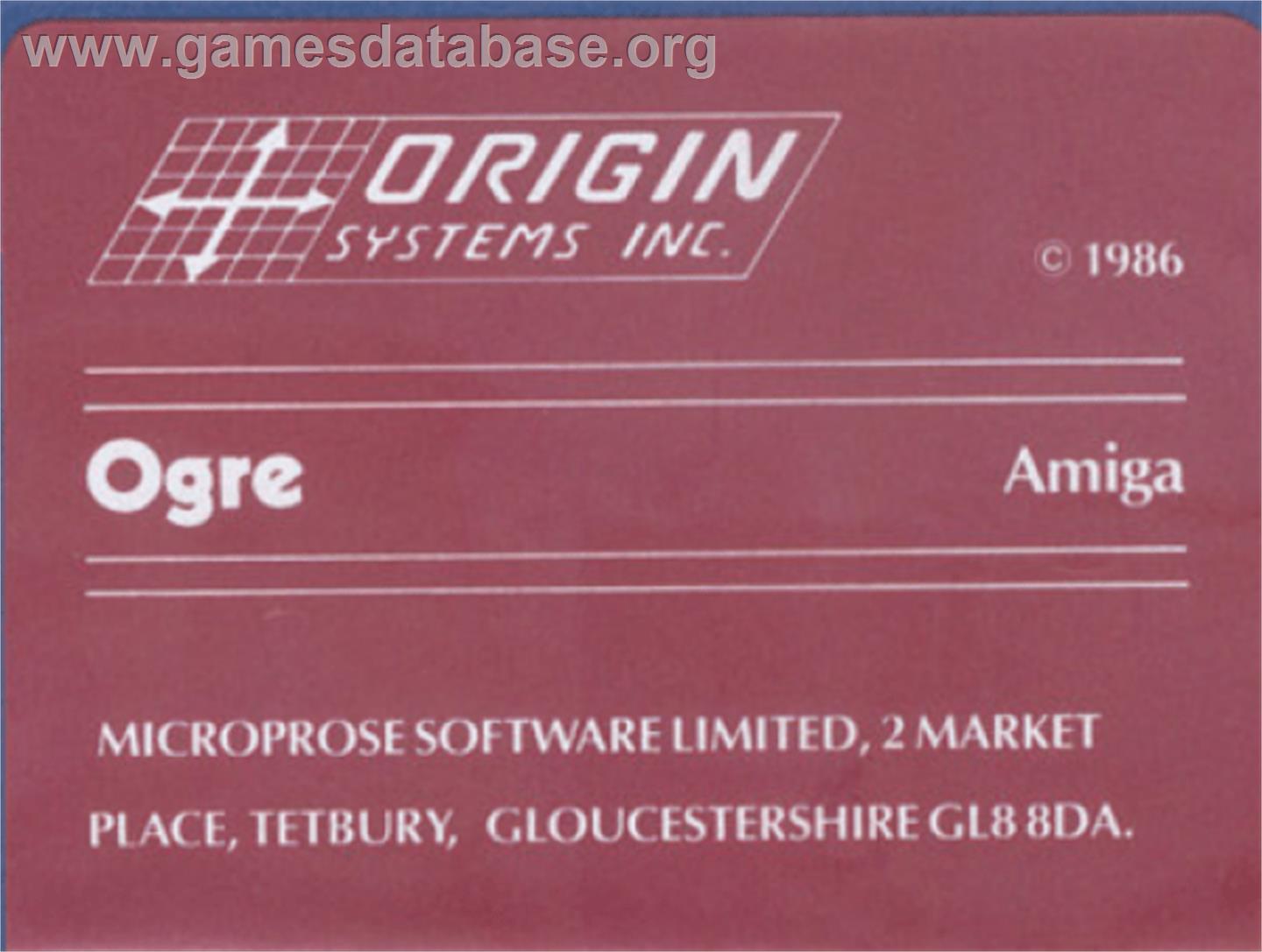 Ogre - Commodore Amiga - Artwork - Cartridge Top