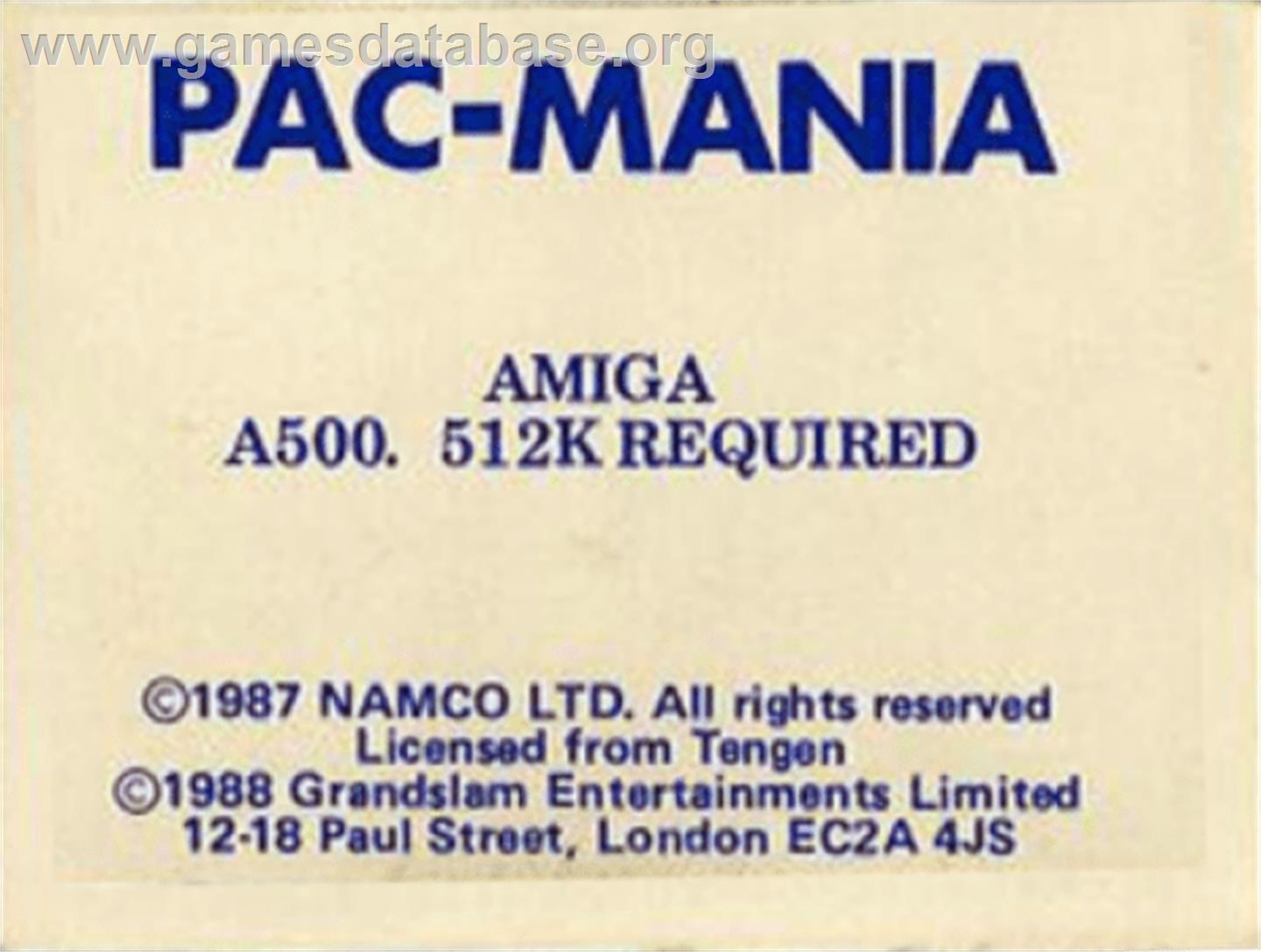 Pac-Mania - Commodore Amiga - Artwork - Cartridge Top