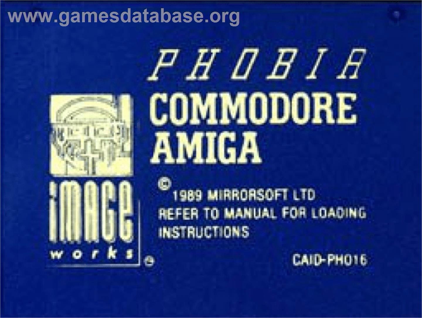 Phobia - Commodore Amiga - Artwork - Cartridge Top