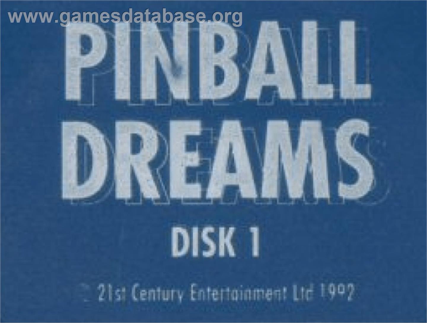 Pinball Dreams - Commodore Amiga - Artwork - Cartridge Top