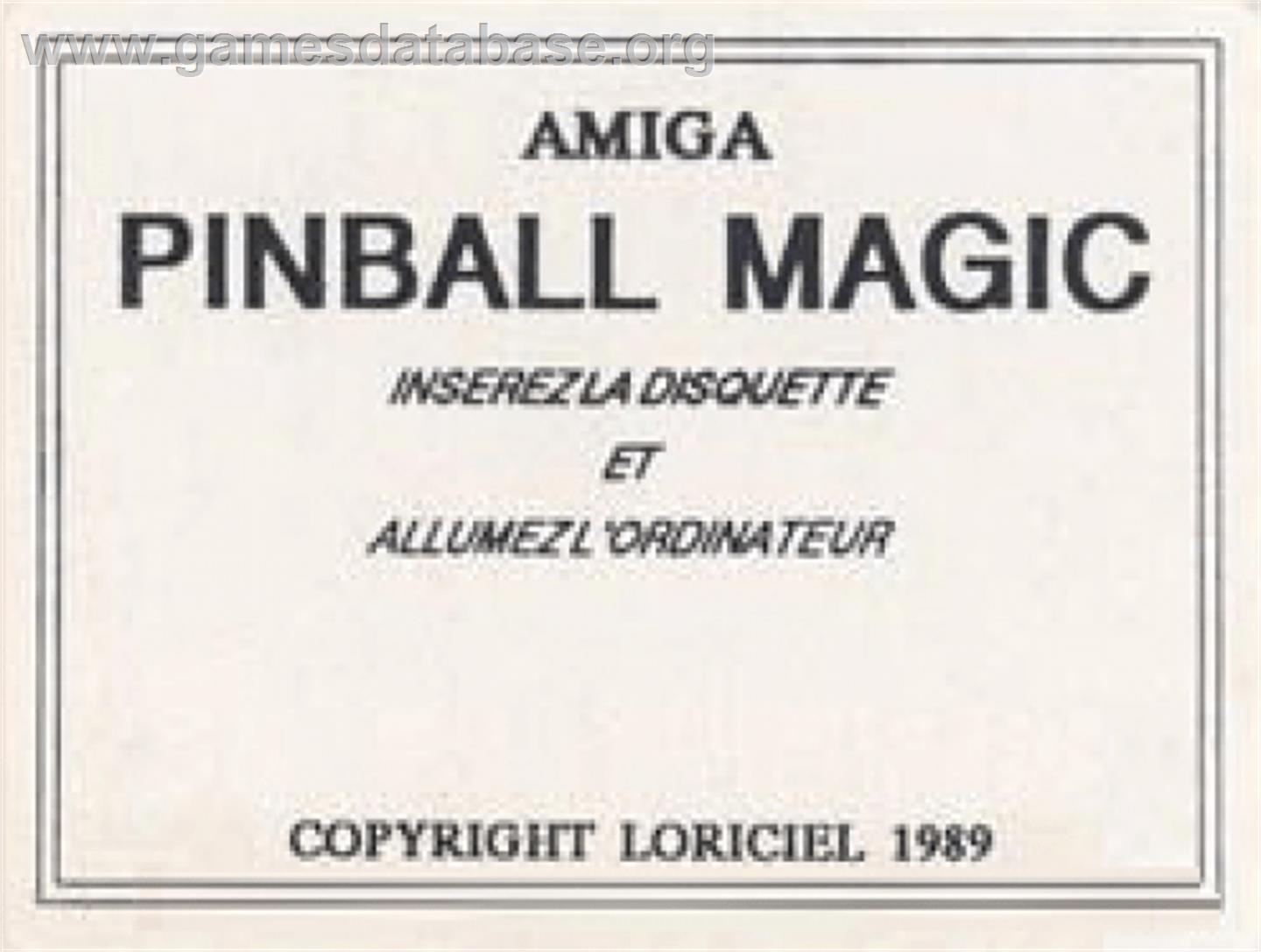 Pinball Magic - Commodore Amiga - Artwork - Cartridge Top