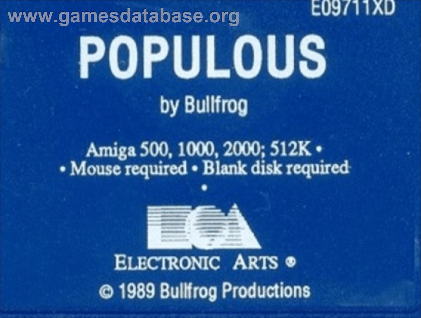 Populous: The Final Frontier - Commodore Amiga - Artwork - Cartridge Top