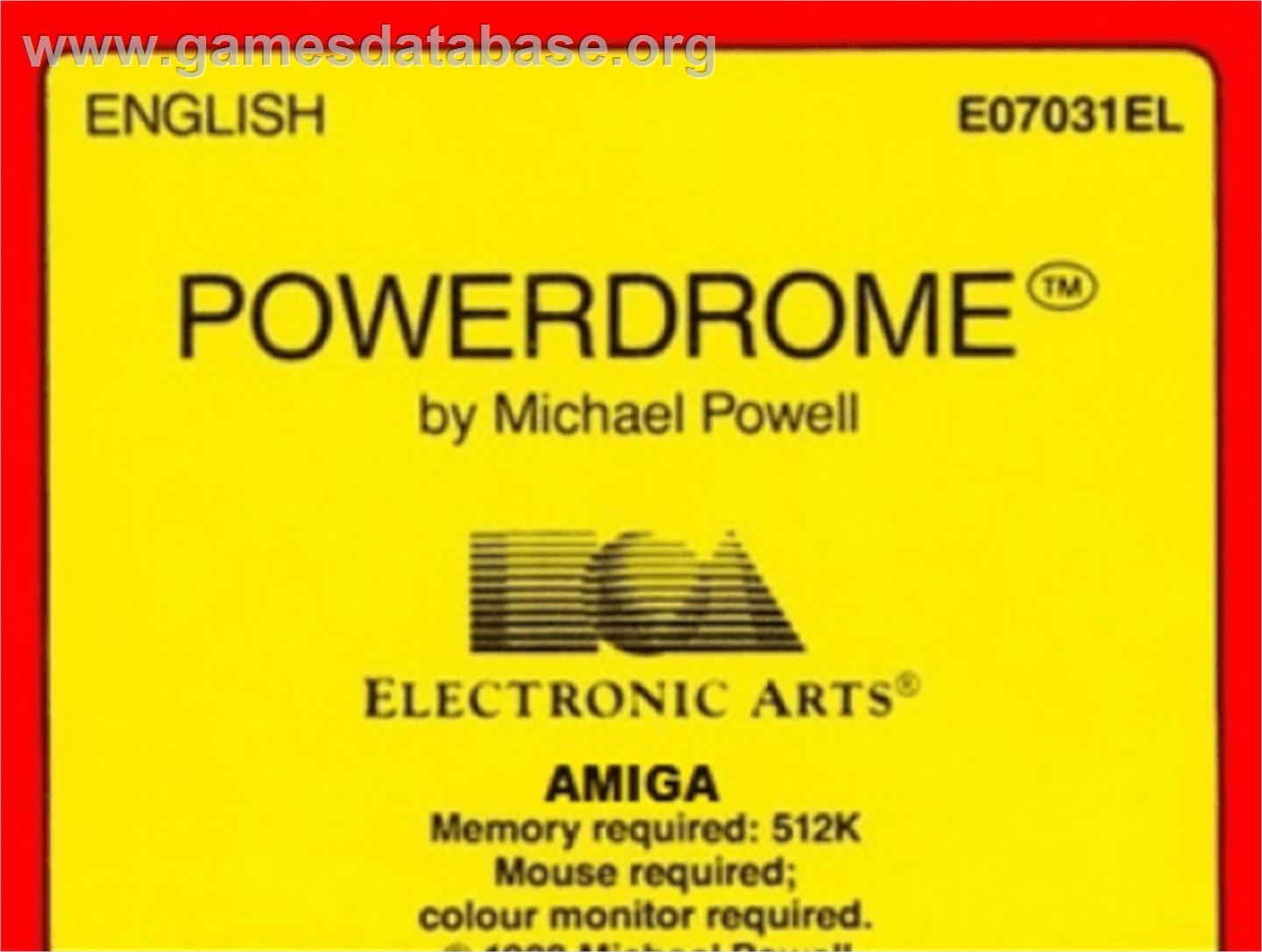 Powerdrome - Commodore Amiga - Artwork - Cartridge Top